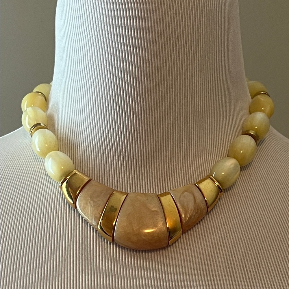 Vintage OOAK Napier Enamel Lucite Moonglow Necklace